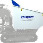 Cuve 350L en acier laqué pour chenillard K65 – transport de matériaux, charge 750kg, basculement hydraulique