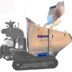 Cuve auto-chargeuse en acier galvanisé 350 L avec godet hydraulique pour chenillard K65 – 2 vérins, basculement hydraulique, 140kg, épaisseur 4mm